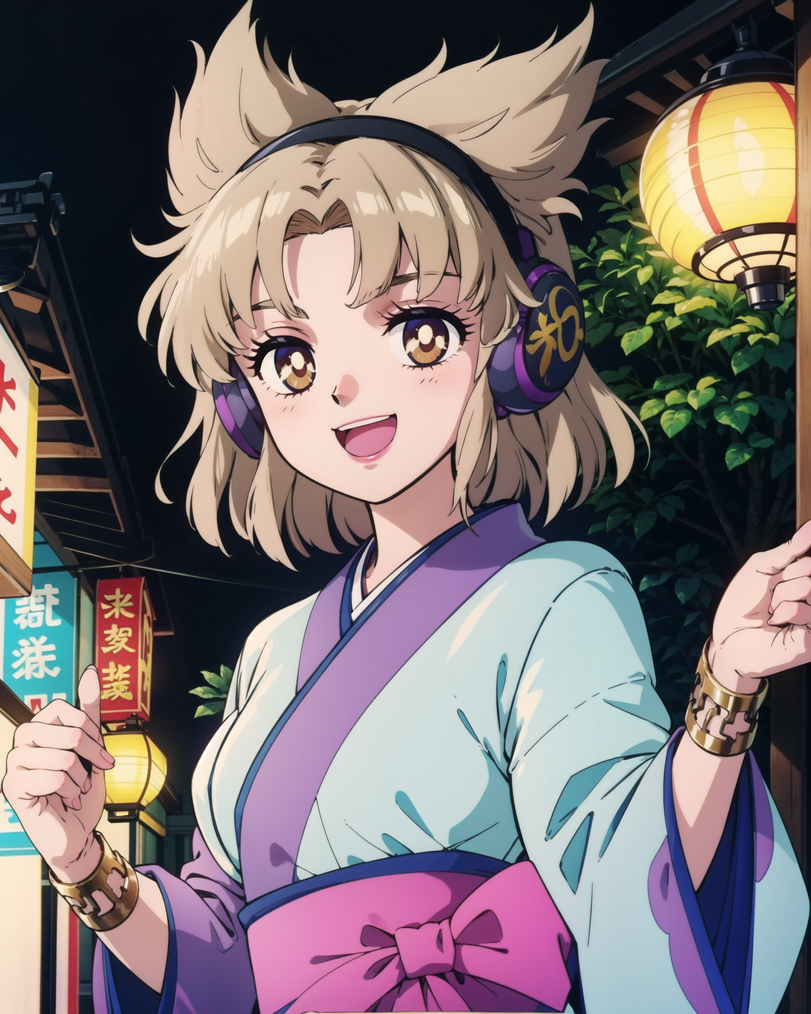 00706-1544713336-,1girl, toyosatomimi no miko, solo, japanese clothes, open mouth, smile, drum, brown eyes, jewelry, earmuffs, bracelet, instrume.png